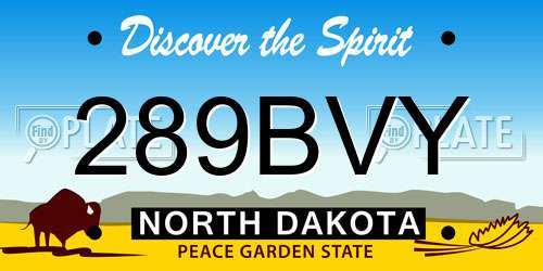 289BVY North Dakota License Plate