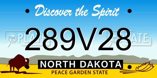 289V28 North Dakota License Plate