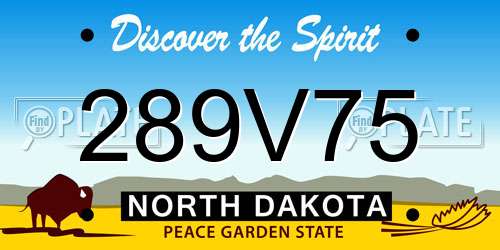 289V75 North Dakota License Plate