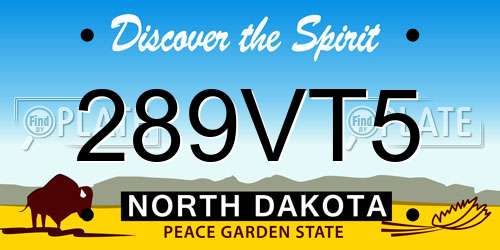 289VT5 North Dakota License Plate