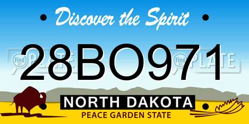 28BO971 North Dakota License Plate