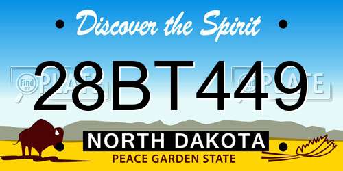 28BT449 North Dakota License Plate