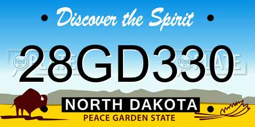 28GD330 North Dakota License Plate