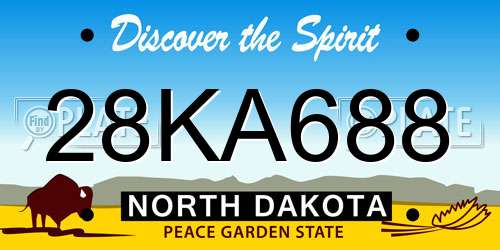 28KA688 North Dakota License Plate