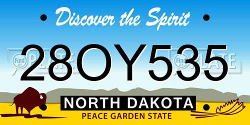 28OY535 North Dakota License Plate