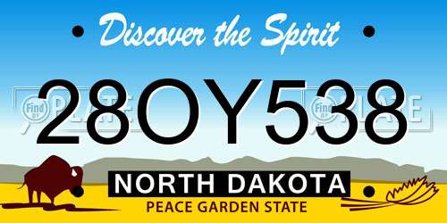 28OY538 North Dakota License Plate