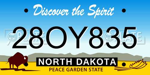 28OY835 North Dakota License Plate