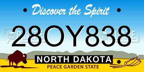 28OY838 North Dakota License Plate