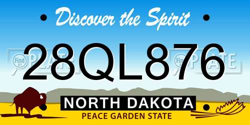 28QL876 North Dakota License Plate