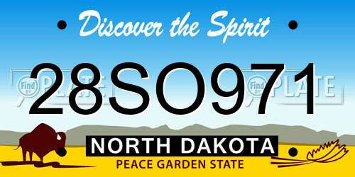 28SO971 North Dakota License Plate