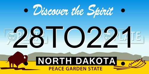 28TO221 North Dakota License Plate