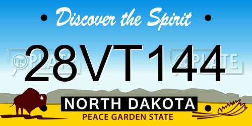 28VT144 North Dakota License Plate