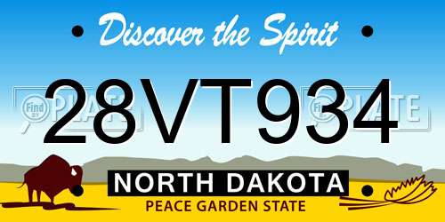 28VT934 North Dakota License Plate