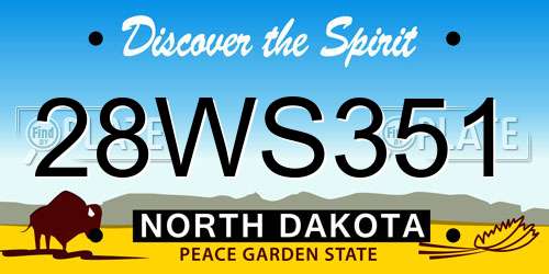 28WS351 North Dakota License Plate