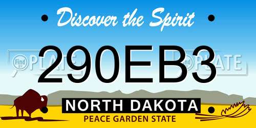 290EB3 North Dakota License Plate