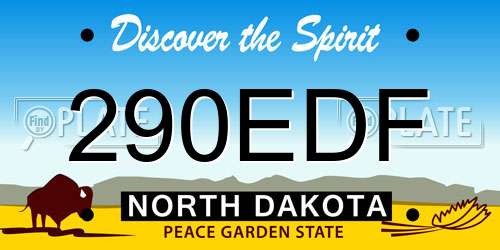 290EDF North Dakota License Plate