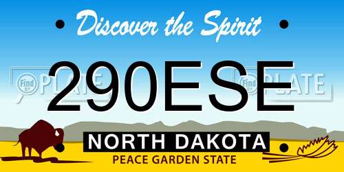 290ESE North Dakota License Plate