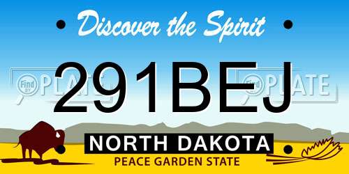 291BEJ North Dakota License Plate