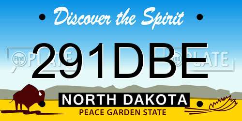291DBE North Dakota License Plate