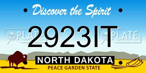 2923IT North Dakota License Plate
