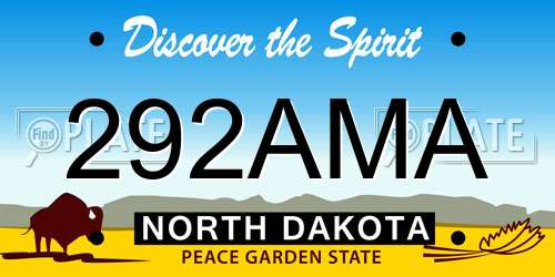 292AMA North Dakota License Plate