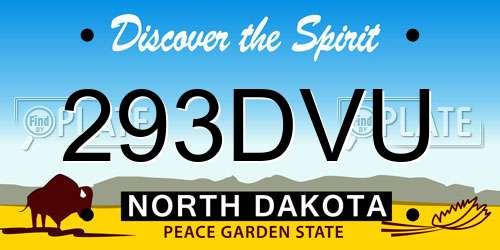 293DVU North Dakota License Plate