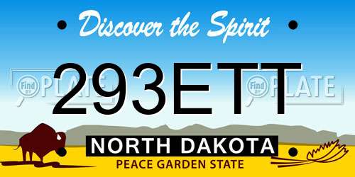 293ETT North Dakota License Plate