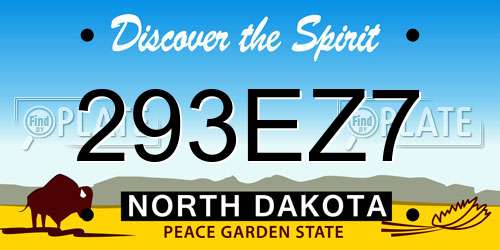 293EZ7 North Dakota License Plate