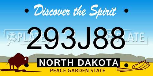 293J88 North Dakota License Plate