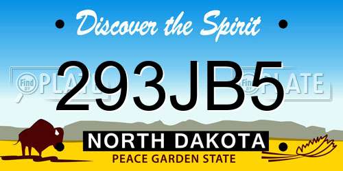 293JB5 North Dakota License Plate