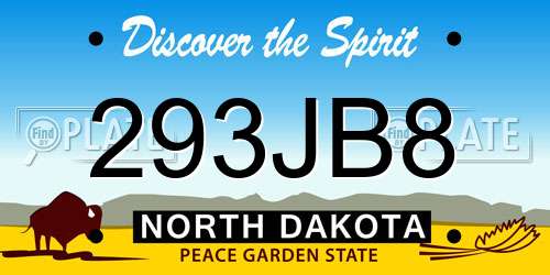 293JB8 North Dakota License Plate