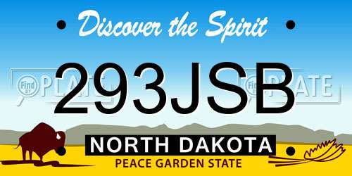 293JSB North Dakota License Plate