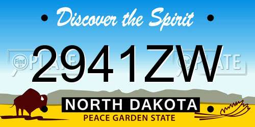 2941ZW North Dakota License Plate
