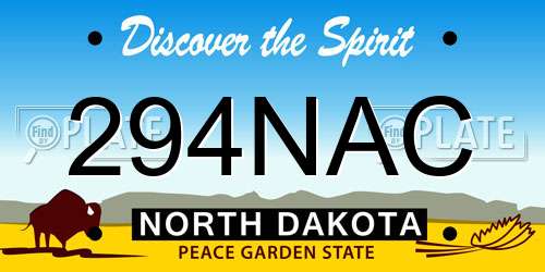 294NAC North Dakota License Plate