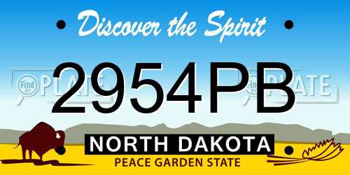 2954PB North Dakota License Plate