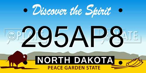 295AP8 North Dakota License Plate