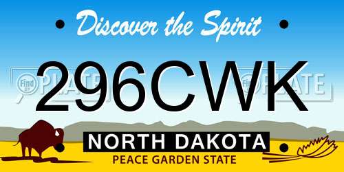 296CWK North Dakota License Plate