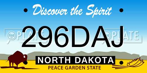 296DAJ North Dakota License Plate