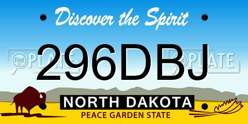 296DBJ North Dakota License Plate