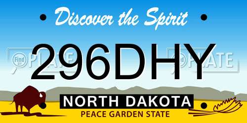296DHY North Dakota License Plate