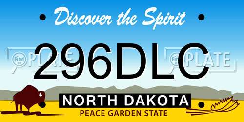 296DLC North Dakota License Plate
