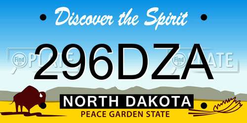 296DZA North Dakota License Plate