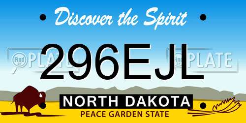 296EJL North Dakota License Plate