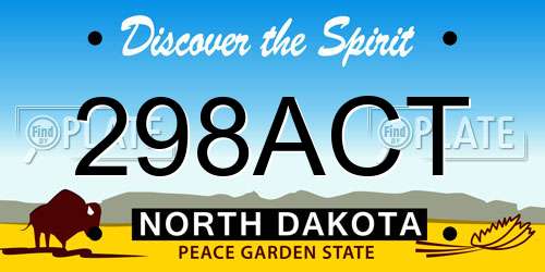 298ACT North Dakota License Plate