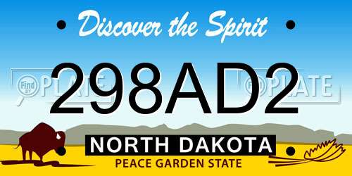 298AD2 North Dakota License Plate