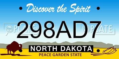 298AD7 North Dakota License Plate