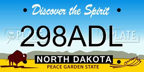 298ADL North Dakota License Plate