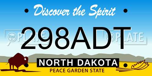 298ADT North Dakota License Plate