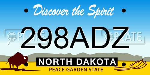 298ADZ North Dakota License Plate