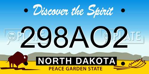 298AO2 North Dakota License Plate